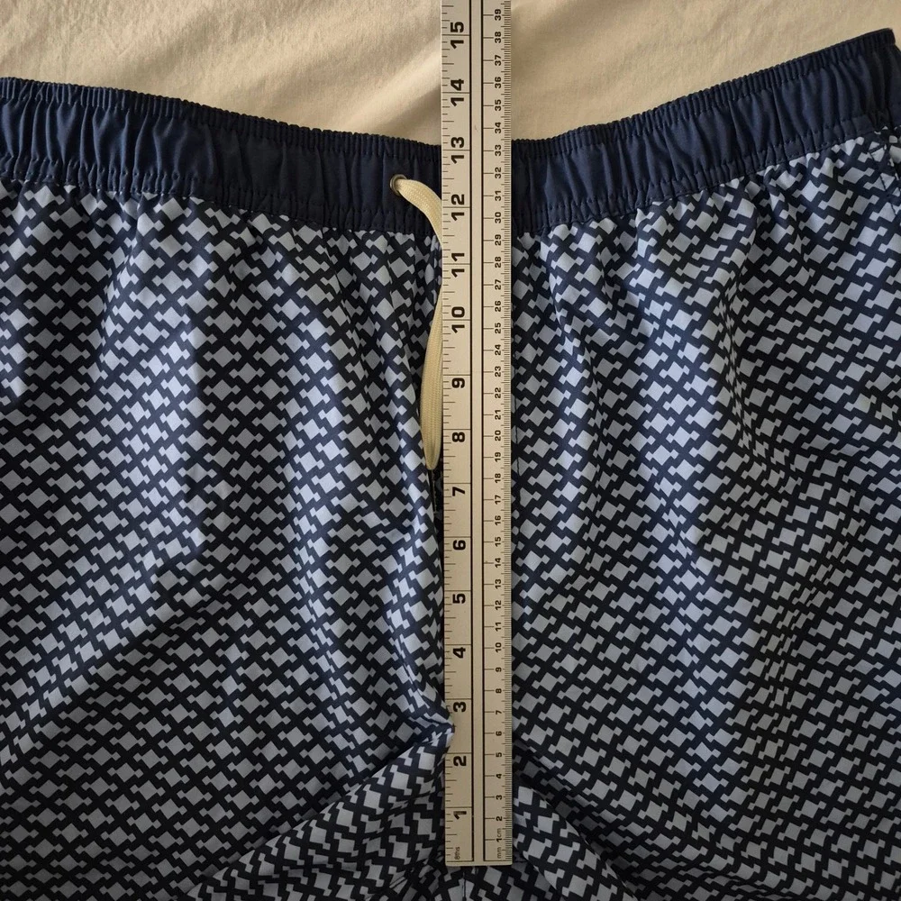 Fair Harbor Mens XXL Blue Geometric BreezeKnit Liner Swim Trunks Shorts